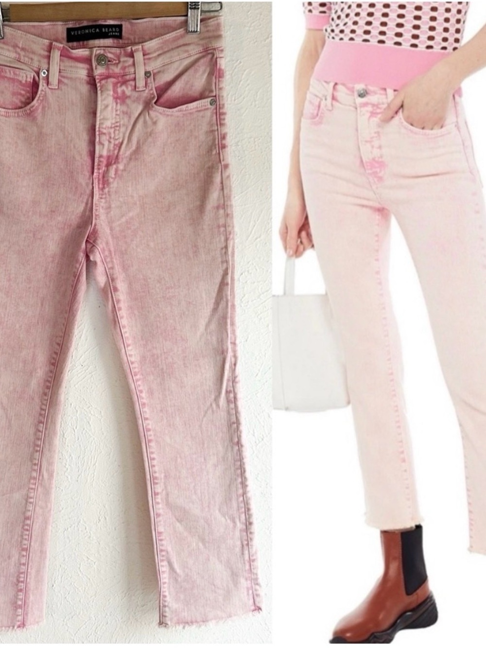 Veronica Beard Carly Kick-Flare Jean Pale Washed Pink Sz 27/4